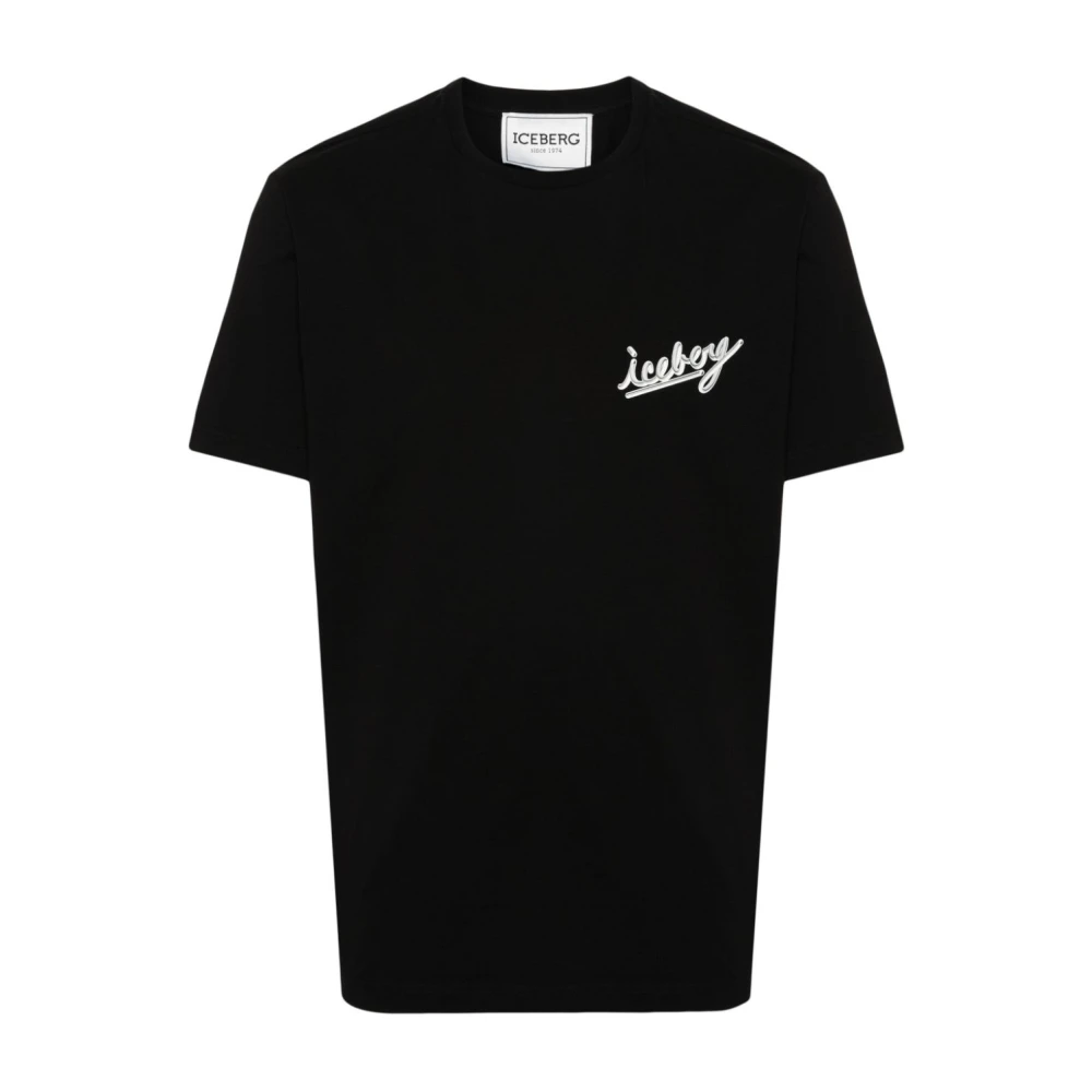 Iceberg Zwart Logo Print Crew Neck T-shirt Black Heren