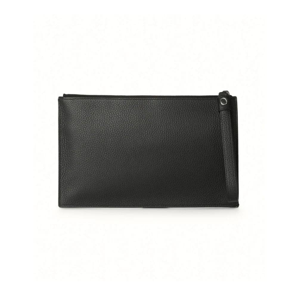 Orciani Zwarte leren tas met RFID-bescherming Black Heren