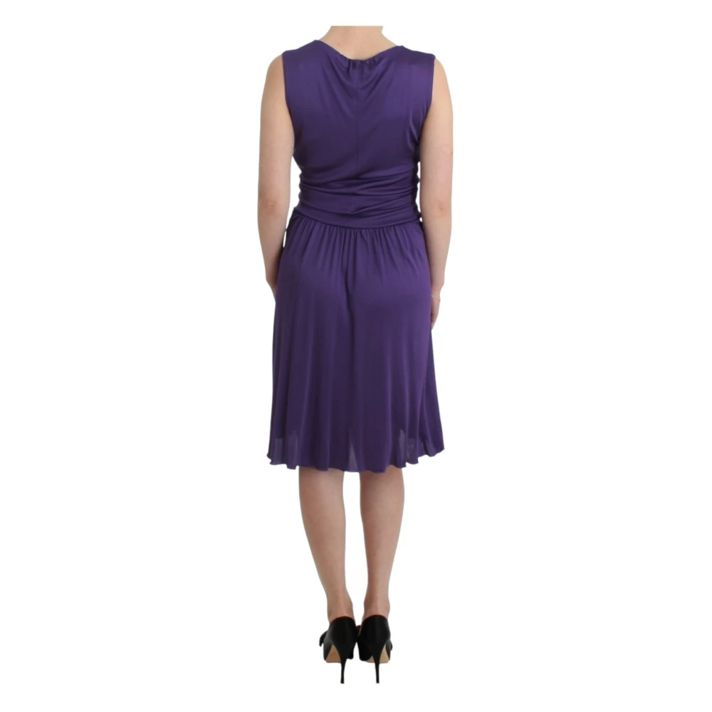 John Galliano Elegante Paarse Jersey Jurk Purple Dames