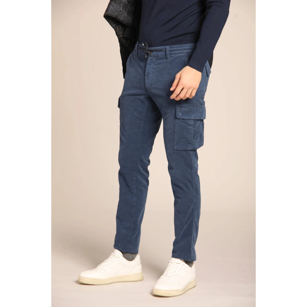 Mason's Fluwelen Cargo Broek Extra Slim Fit Blue Heren