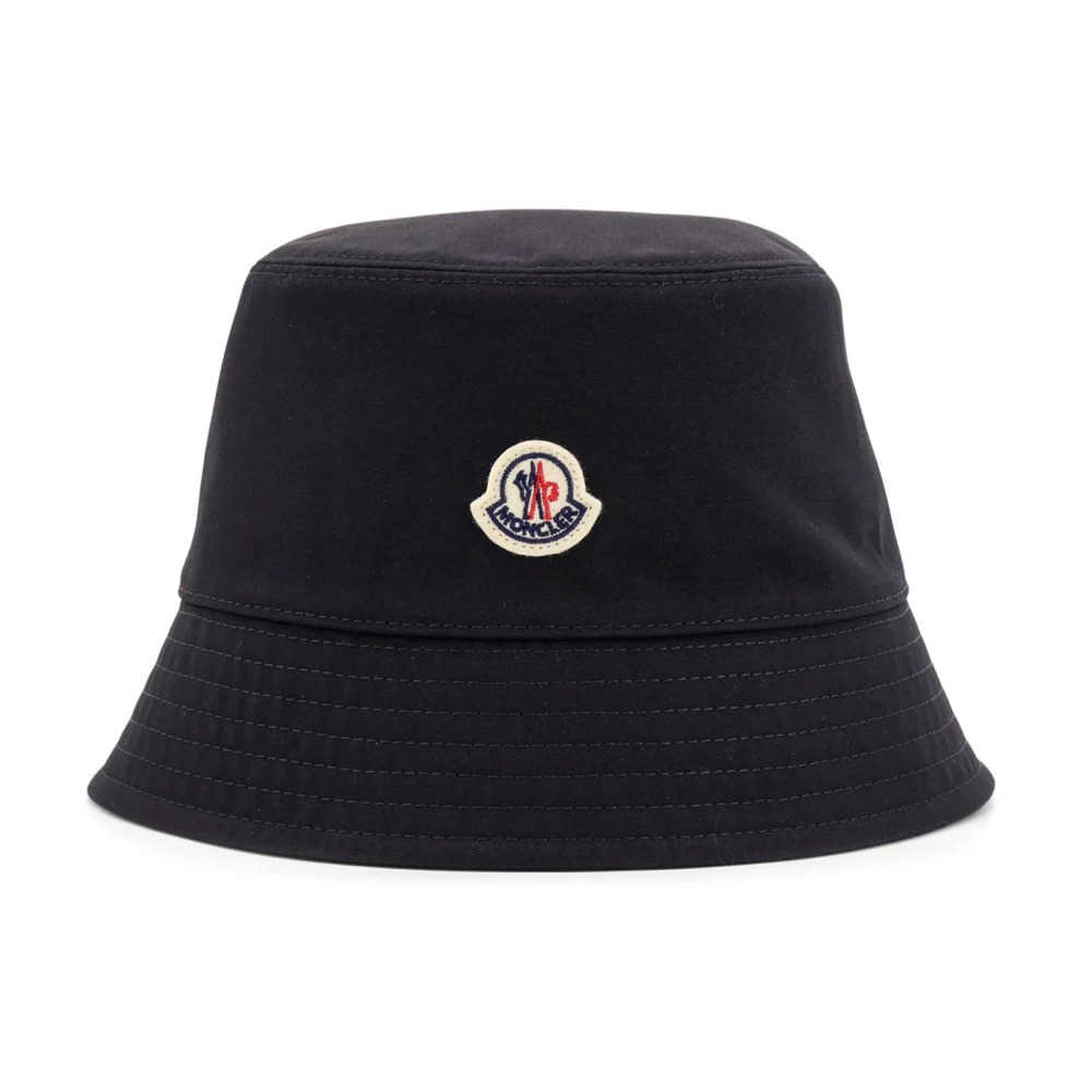 Moncler Women's Black Stitched Bucket Hat With Logo Patch