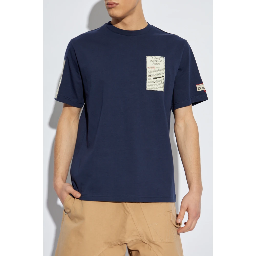 Iceberg T-shirt met patches Blue Heren