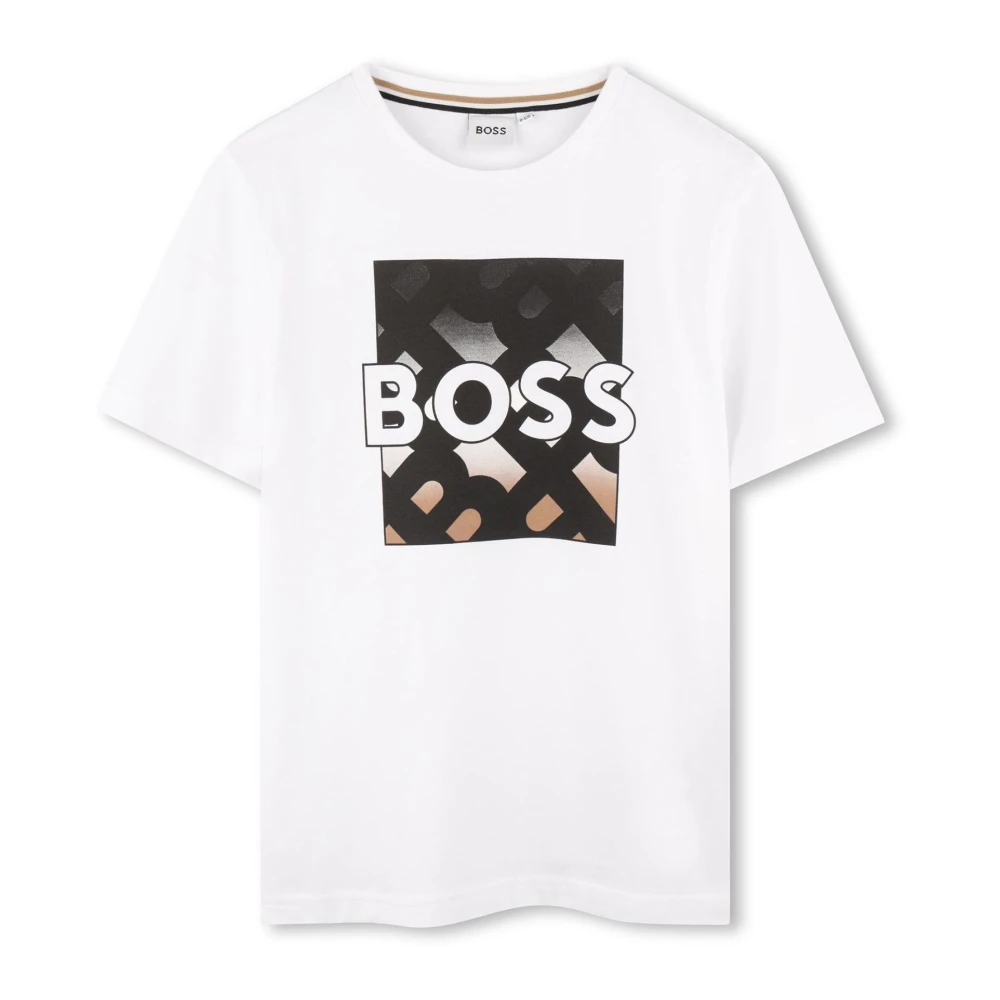 Hugo Boss Logotryck Bomull T-shirt White, Unisex