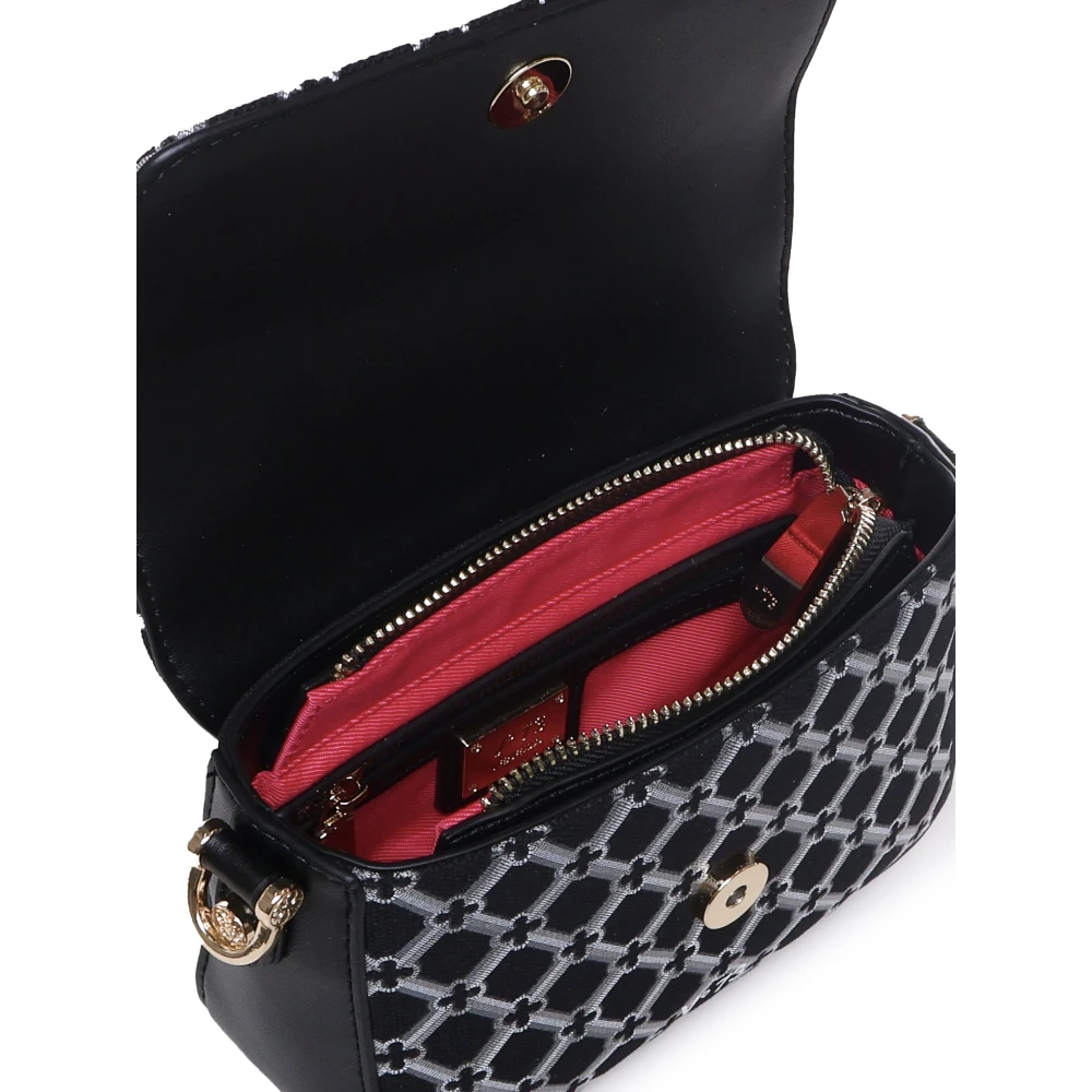 V73 Zwarte Schoudertas met Klep Sluiting Black Dames