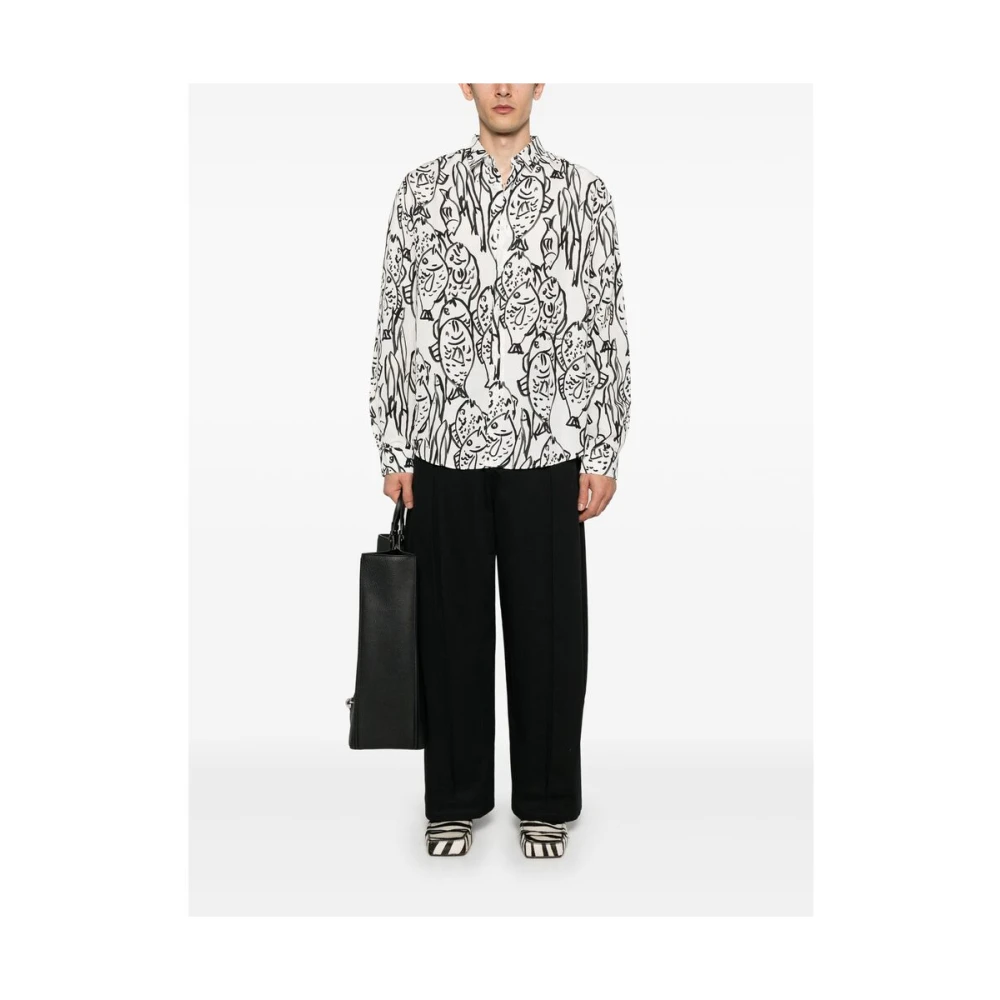 Jacquemus Witte Grafische Print Knoopshirt Multicolor Heren