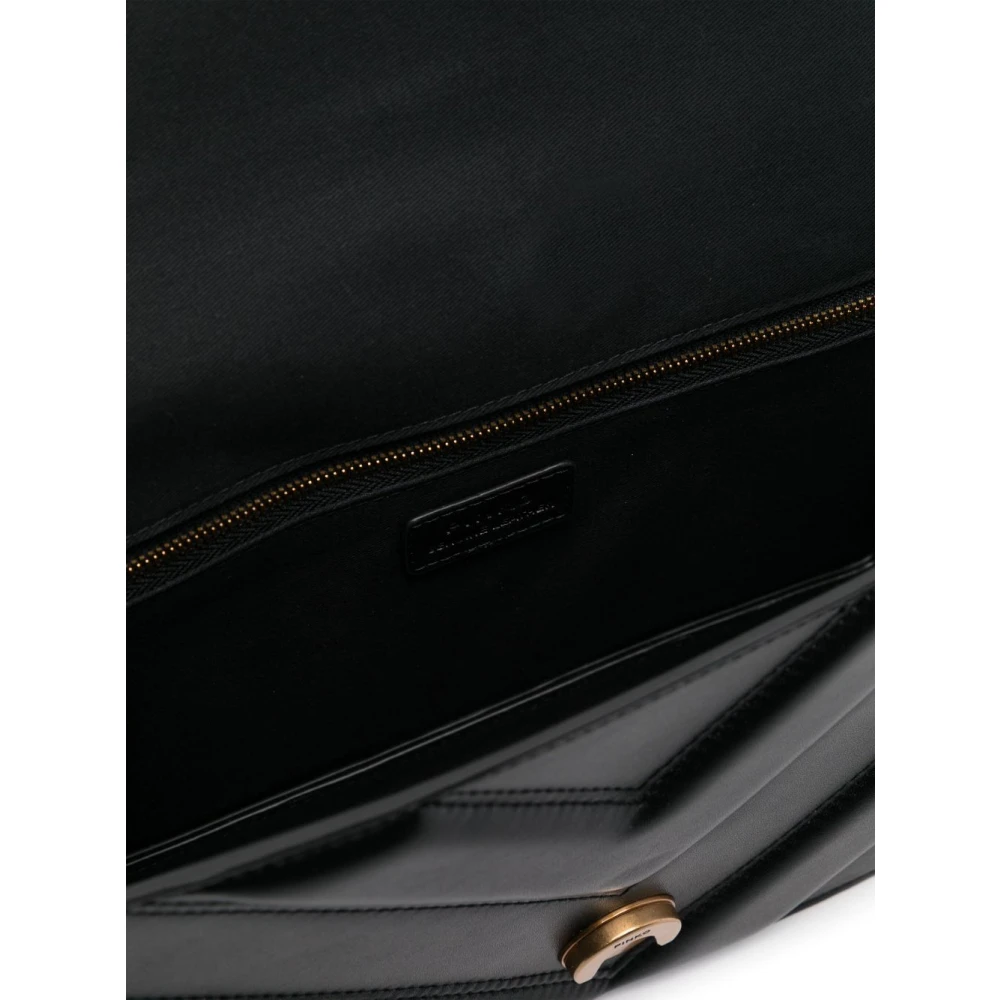 pinko Zwart Chevron Gewatteerde Schoudertas Black Dames