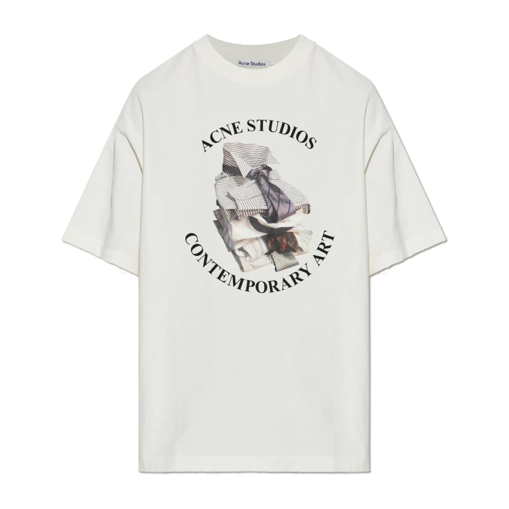 Acne Studios Women's White Printed T-Shirt - T-Shirts - Xs - Tops