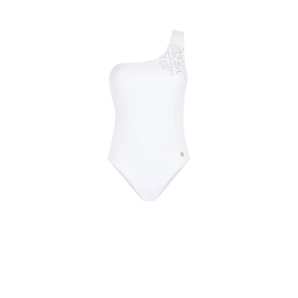 Roberto Cavalli Monogram One-Shoulder Badpak White Dames