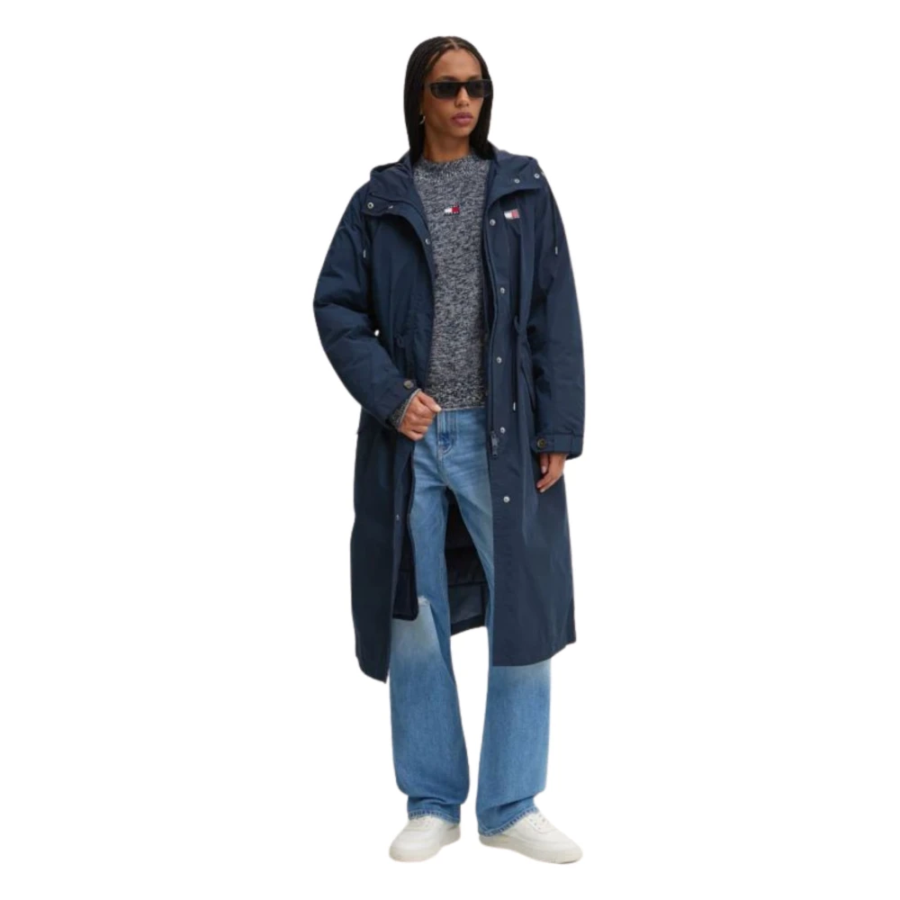 Tommy Hilfiger Blauwe Geïsoleerde Jas met Verstelbare Capuchon Blue Dames