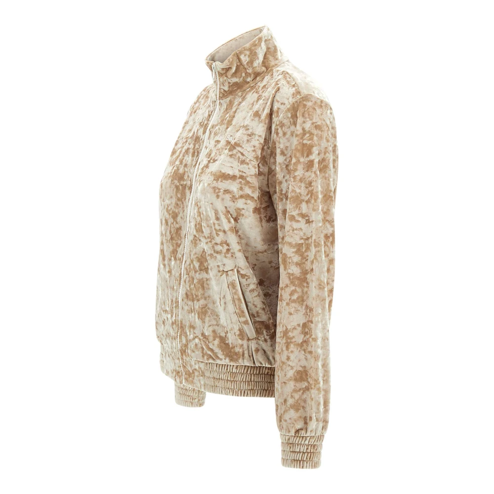 MC2 Saint Barth Chenille Sweatshirt 'Miriam' Ivoor Volledige Rits Beige Dames