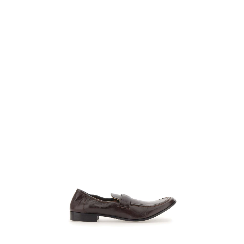 Mm6 Maison Margiela Men's Brown Penny Strap Leather Loafers - Loafers - 11 Uk - Shoes