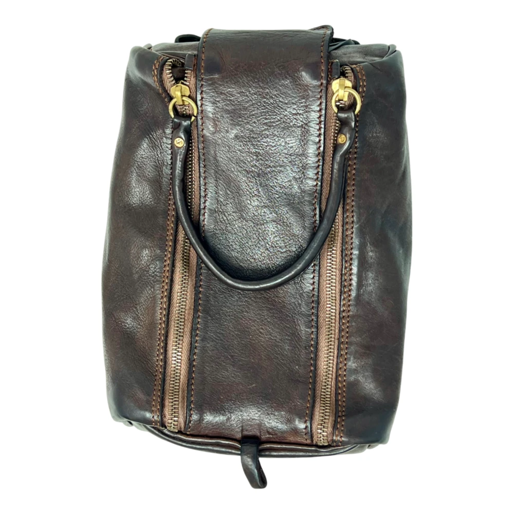 Campomaggi Leren Toilettas met Praktische Details Brown Unisex