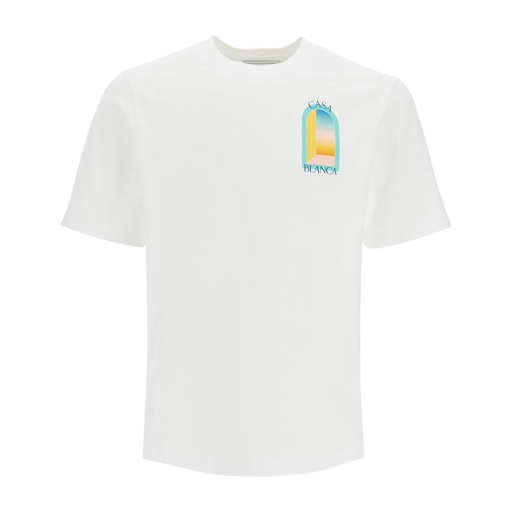 Casablanca Regnbåge Båge Grafisk Tryck T-shirt White, Herr