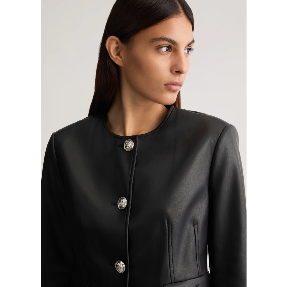 Liu Jo Jas van gecoat stof met ronde hals Black Dames