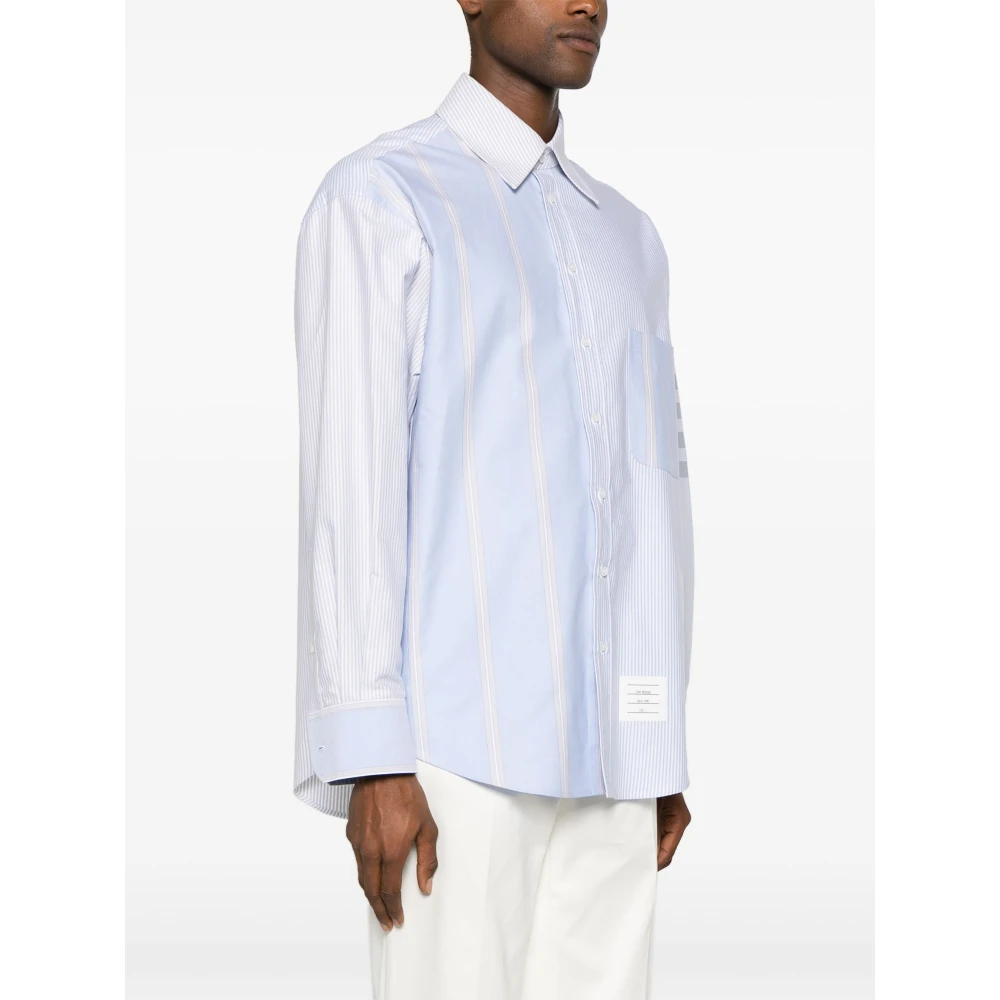 Thom Browne Oversized Katoenen Shirt met Patchwork Design Blue Heren