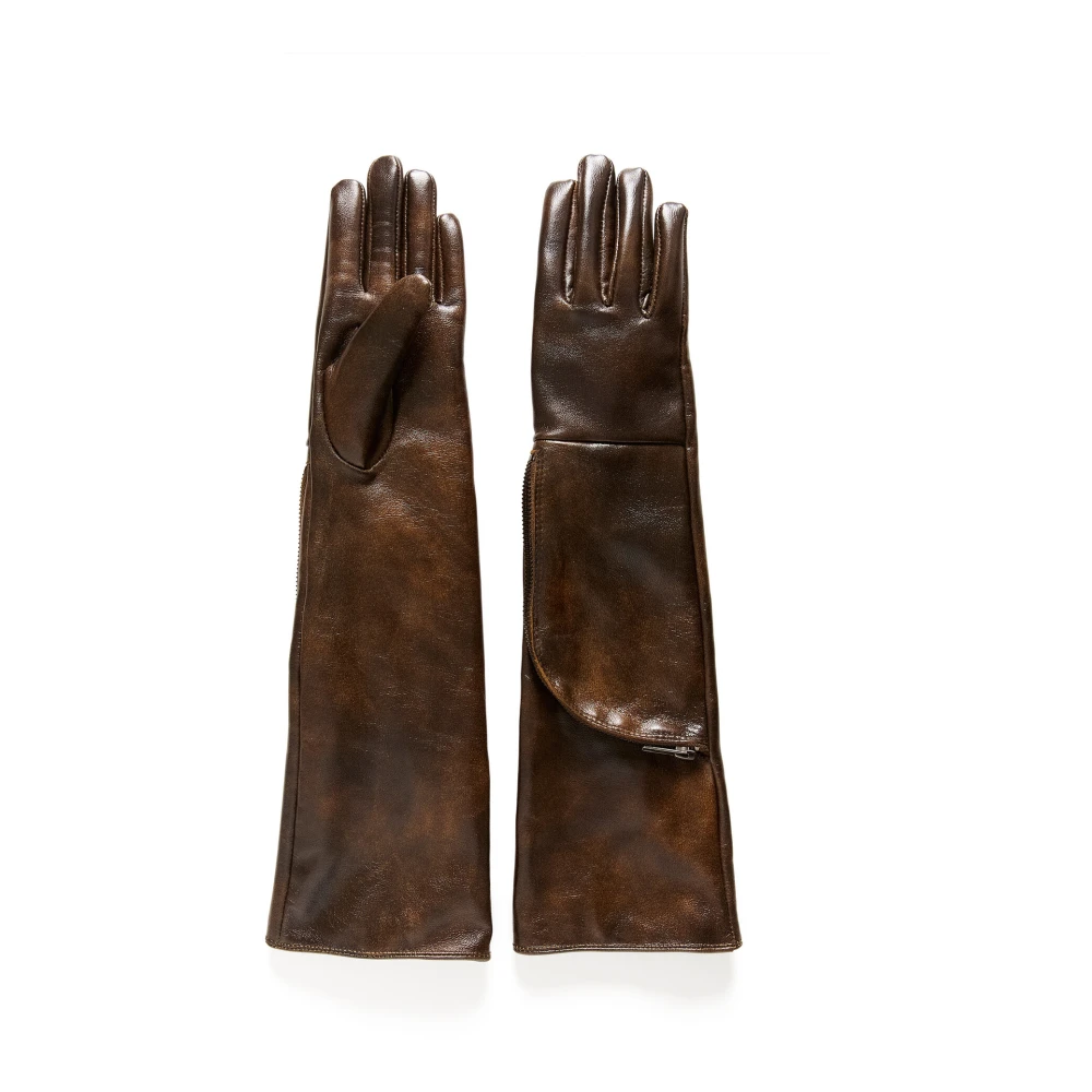 Gestuz Bruine Faded Effect Leren Handschoenen Brown Dames