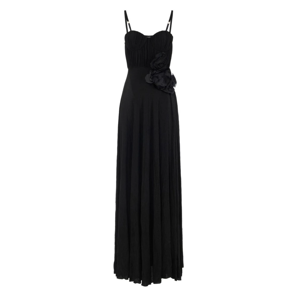 Elisabetta Franchi , Maxi Dresses, Female, Black, S, Elegant Black Dress