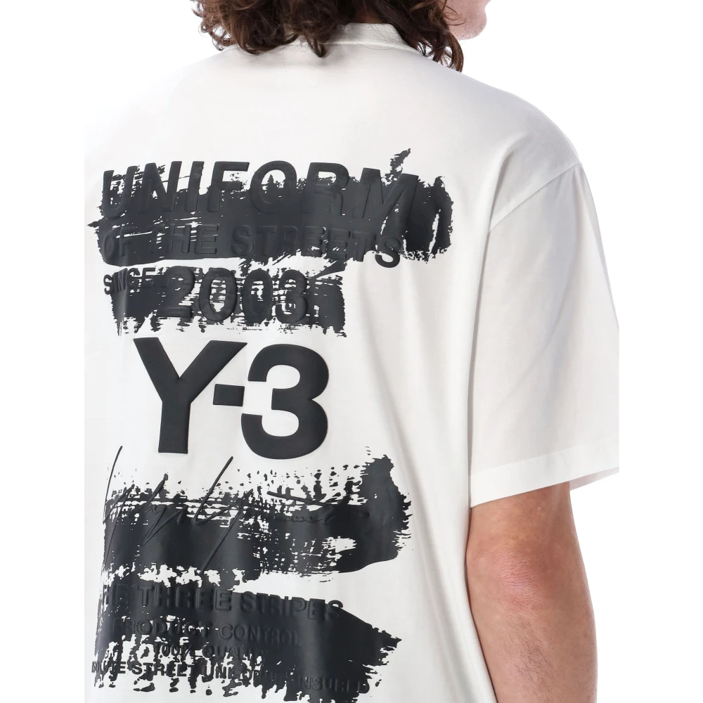 Y-3 Grafisch Katoenen T-shirt Wit White Heren