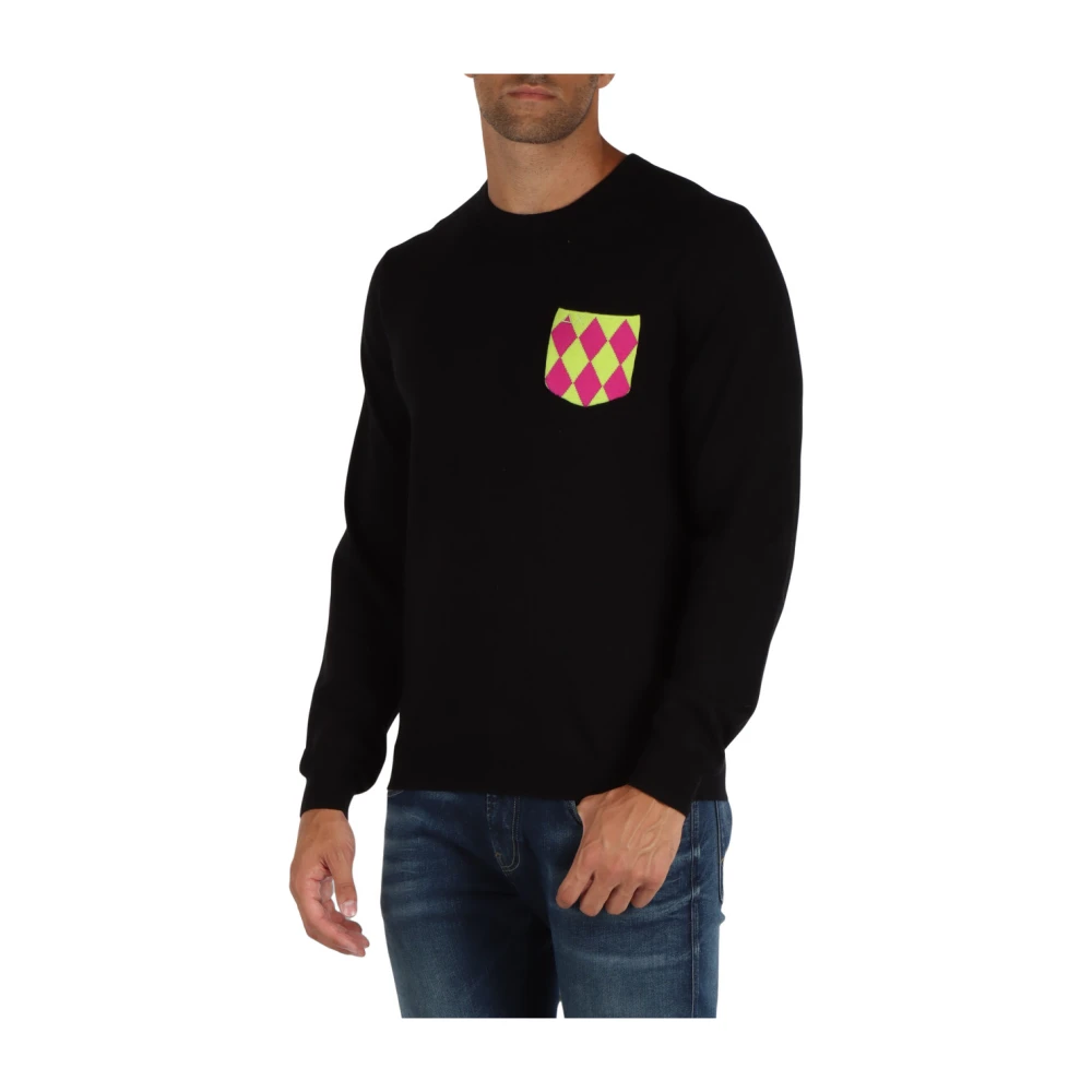 Sun68 Katoen en Merino wol trui Black Heren