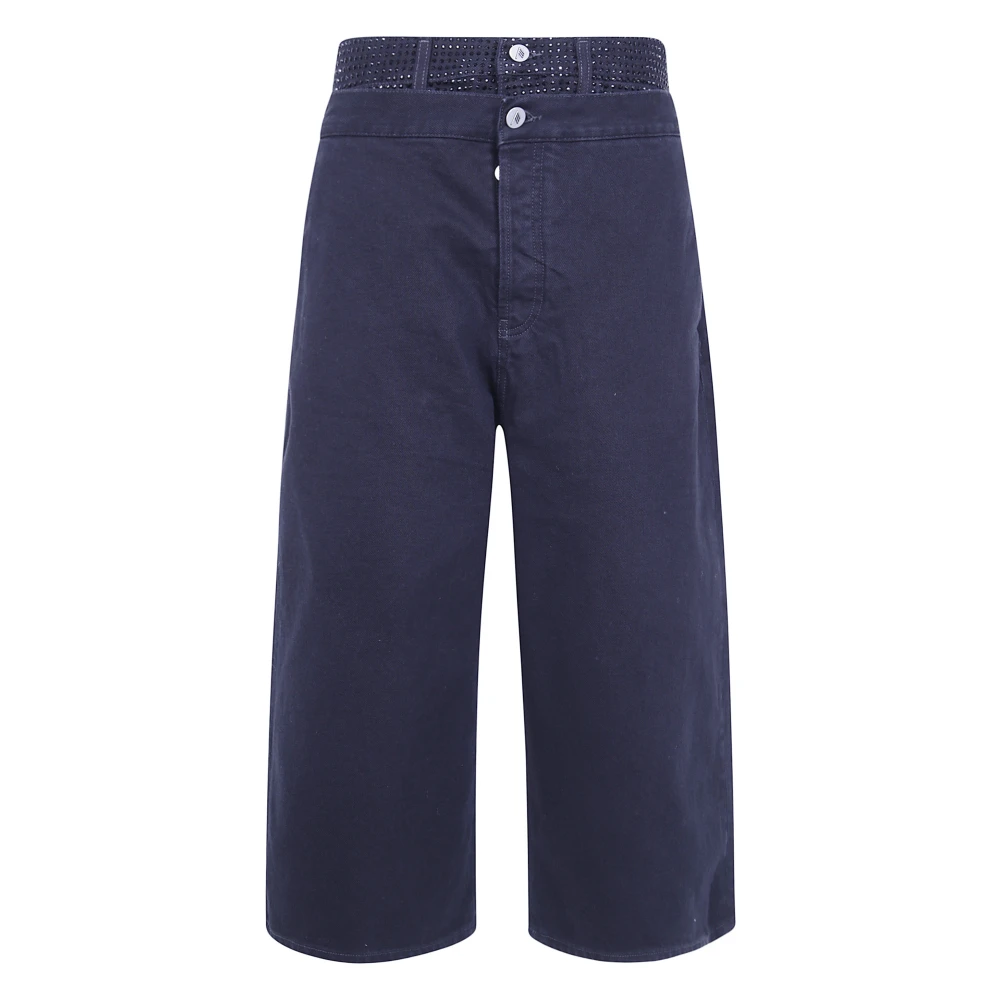 The Attico Black Washed Denim With Thermostrass Trousers - Female - Denim Shorts - W29 - Shorts