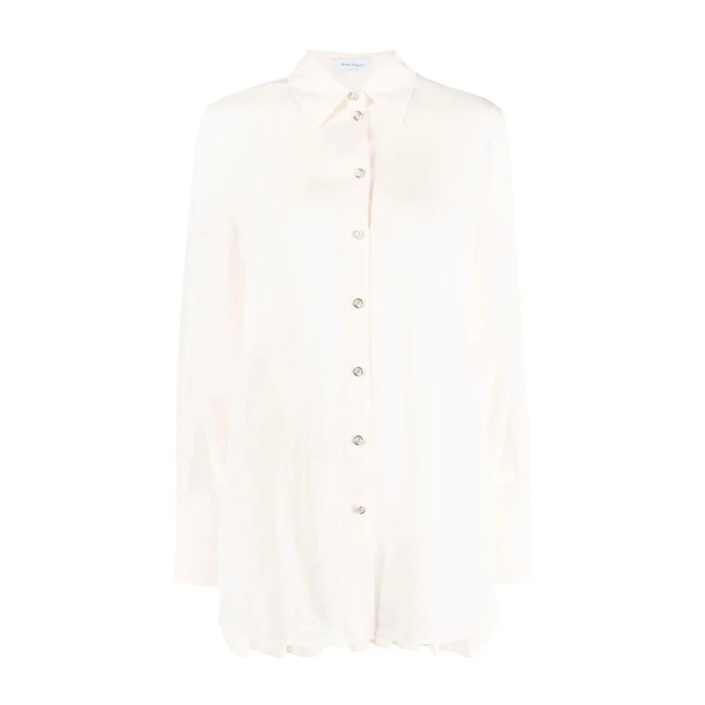Ferragamo Women's Beige Shirts, L, Casual Long Sleeve Shirt