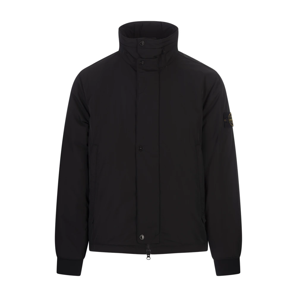 Stone Island Zwarte capuchon blouson polyester jas Black Heren