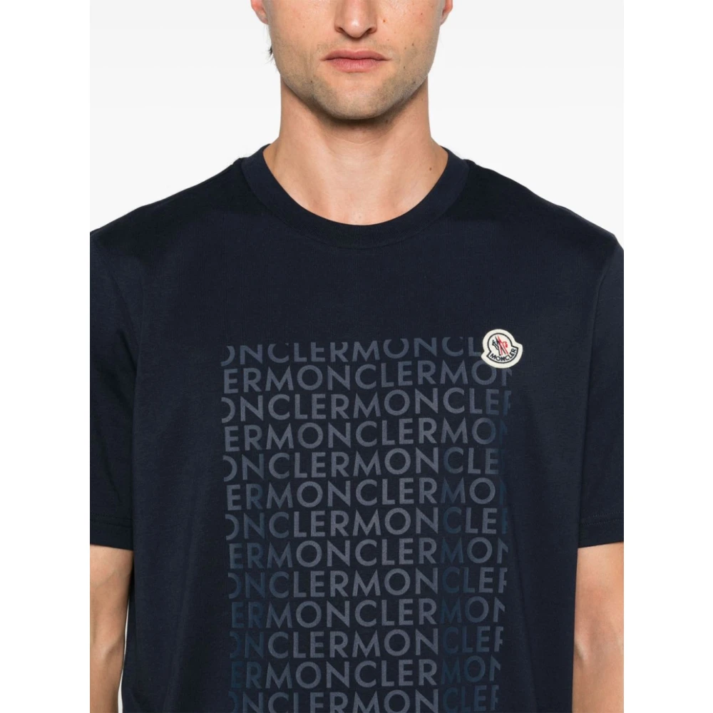 Moncler Blauw T-shirt voor mannen Blue Heren