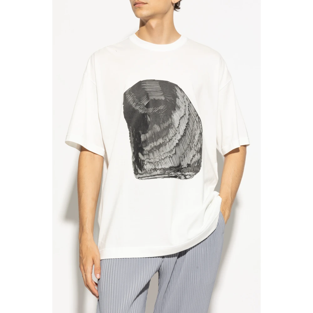 Issey Miyake T-shirt met print White Heren