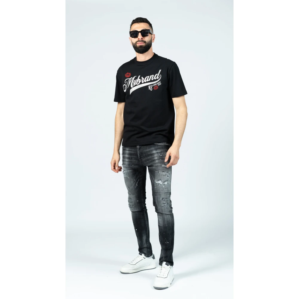 My Brand Kiss and Ride Zwarte Tee Black Heren