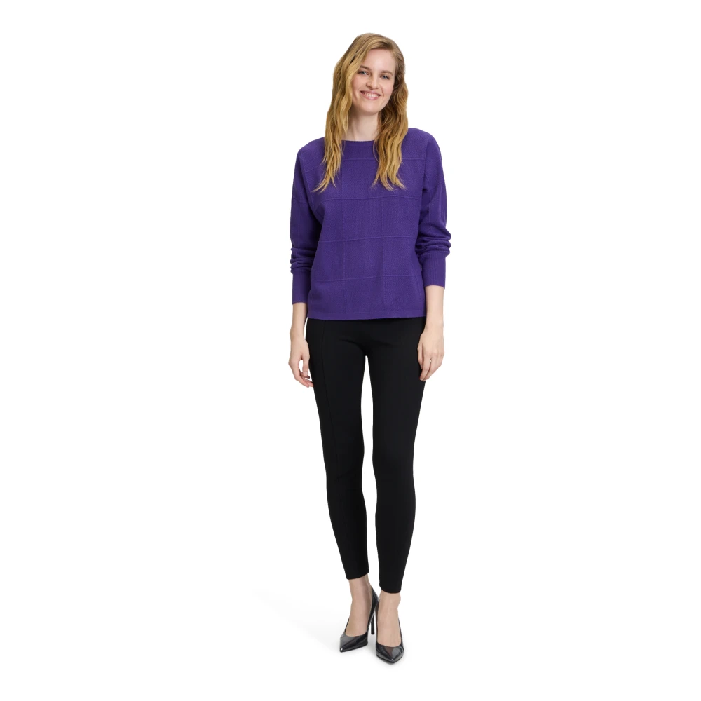Betty Barclay Geruite Fijngebreide Trui Purple Dames