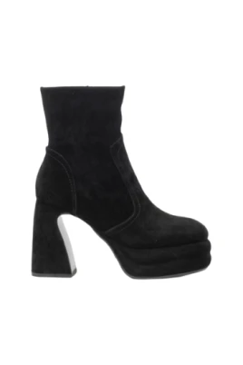 Svarta Mocka Ankelboots med Bubbelhäl