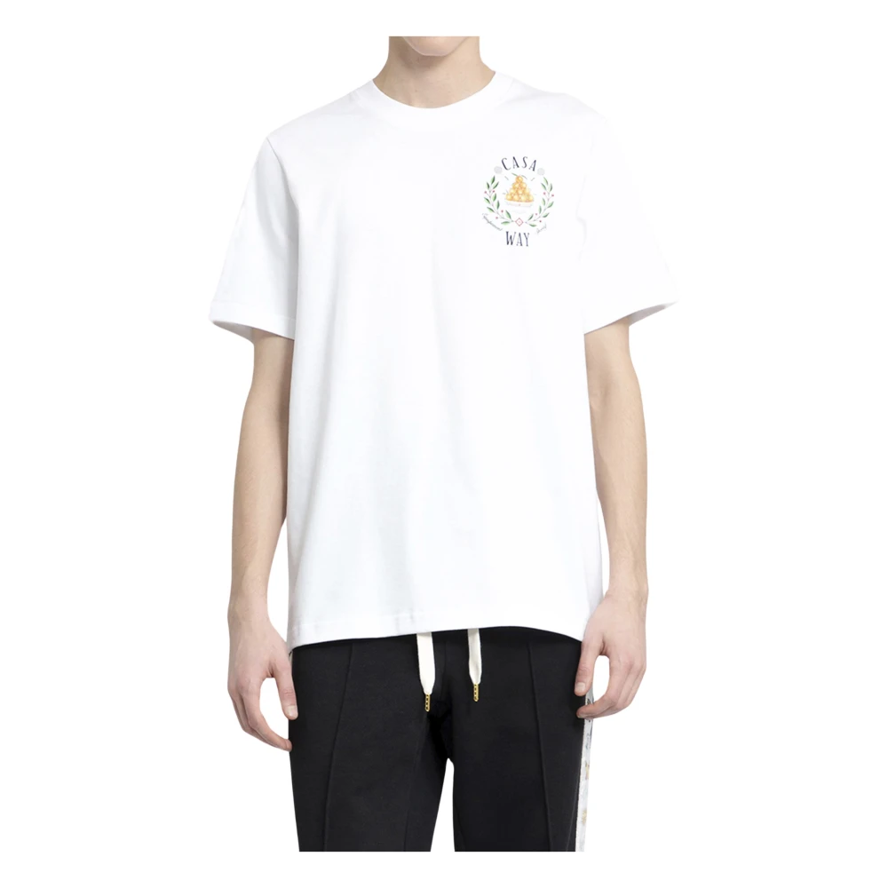 Casablanca Bedrukt T-shirt met Casa Way Design White Heren