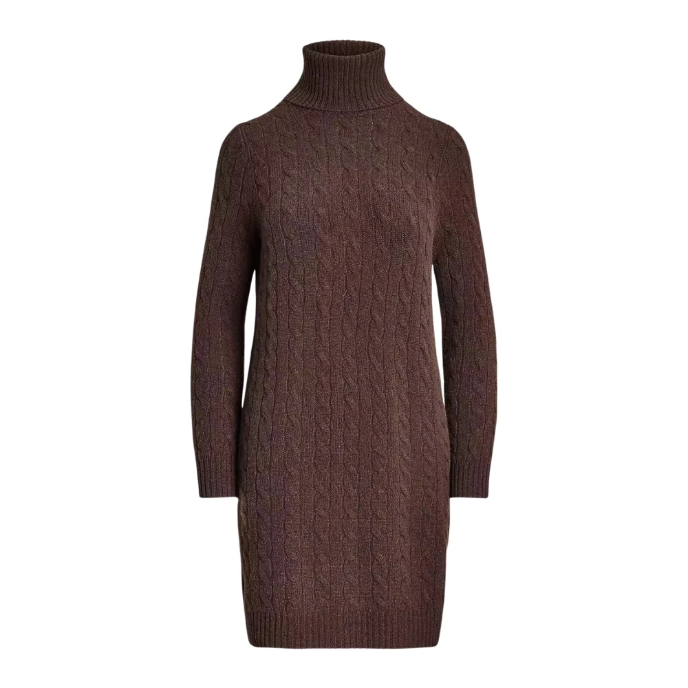 Ralph Lauren Wollen Kasjmier Mini Jurk Brown Dames
