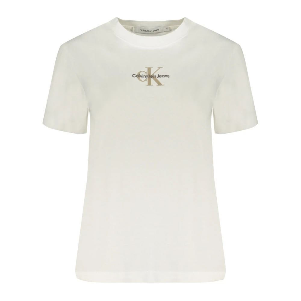 Calvin Klein Korte Mouw Logo Geborduurd Wit T-shirt White Heren