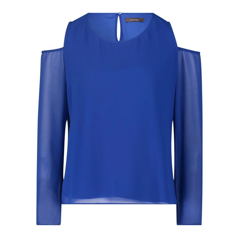 Vera Mont Schouderloze blouse met uitsparingen Blue Dames