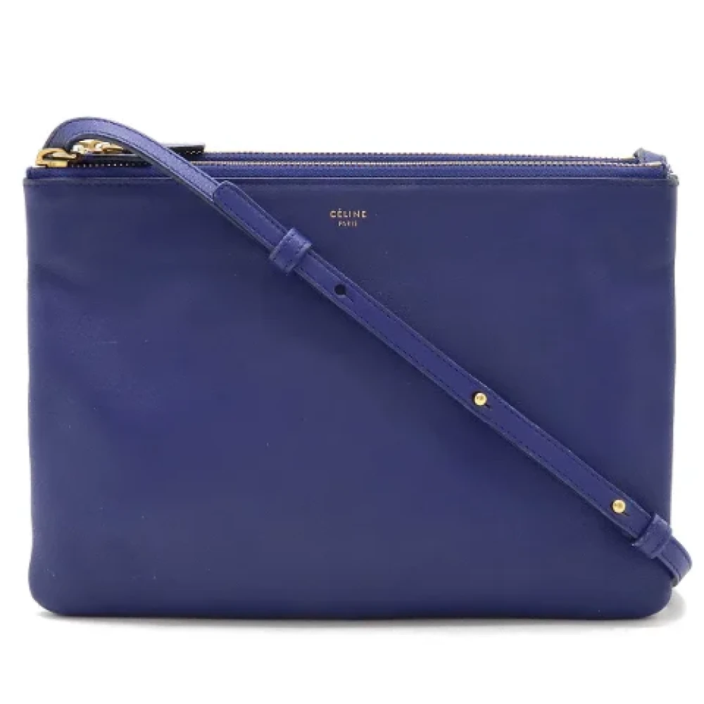Celine Vintage Pre-owned Leather crossbody-bags Blue Dames