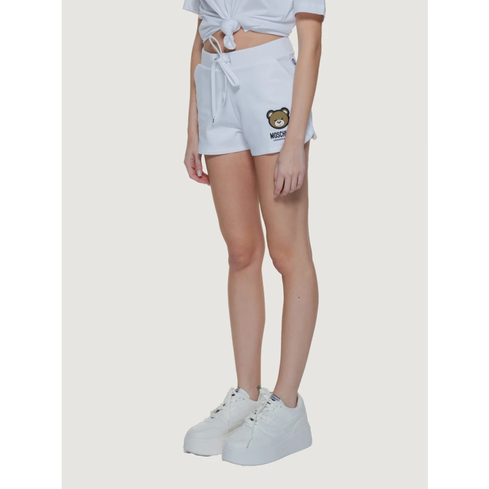 Love Moschino Witte Sportieve Shorts Logo Print White Dames