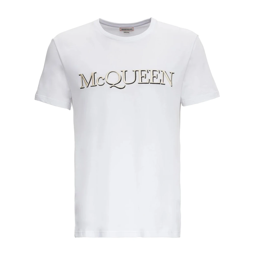 Alexander mcqueen Geborduurd Logo T-Shirt White Heren