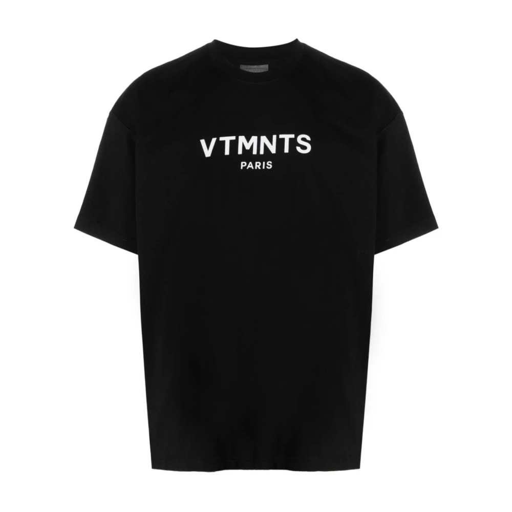 Vtmnts Logo-Print Katoenen T-Shirt Black Heren