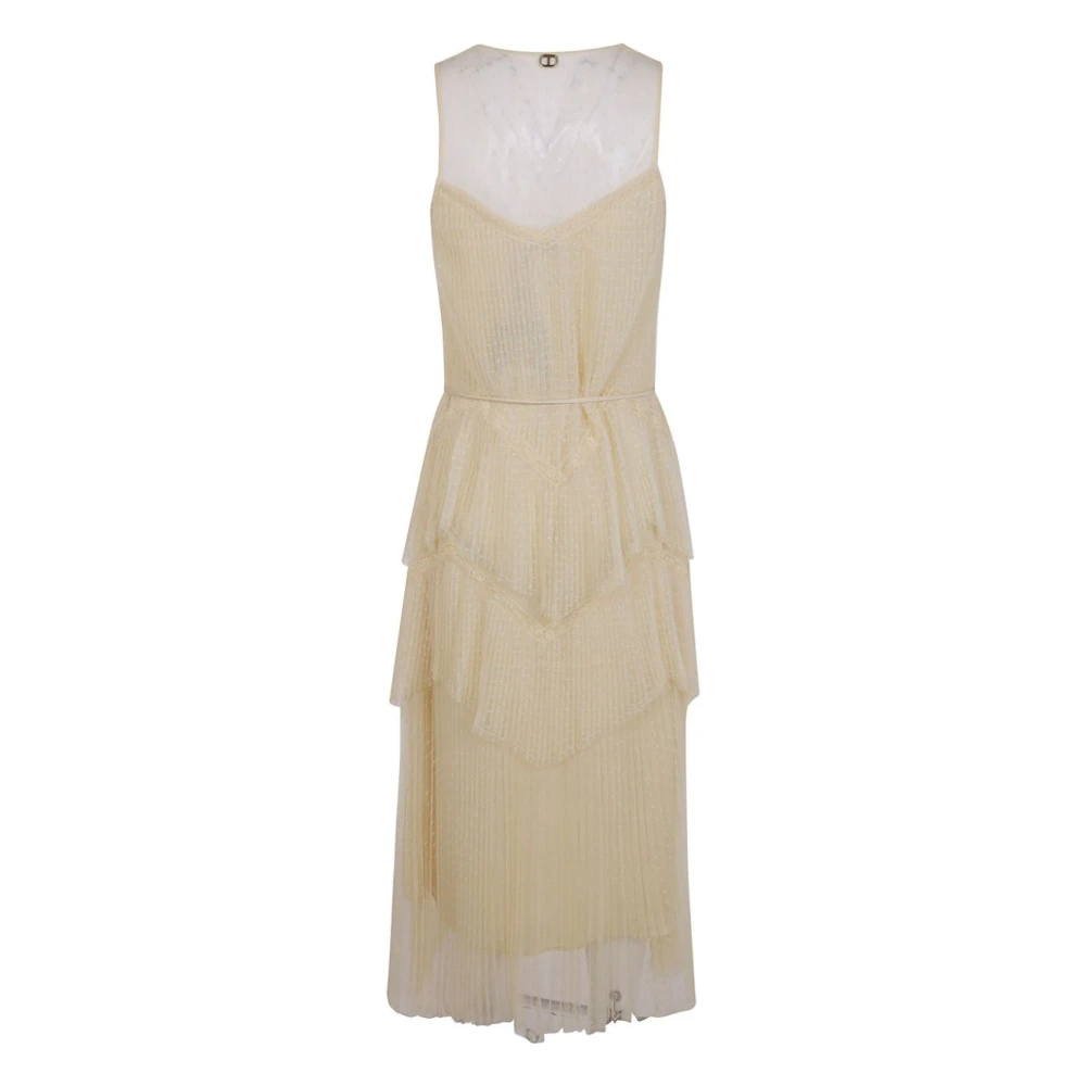 Twinset Boter Gele V-Hals Mouwloze Jurk Beige Dames