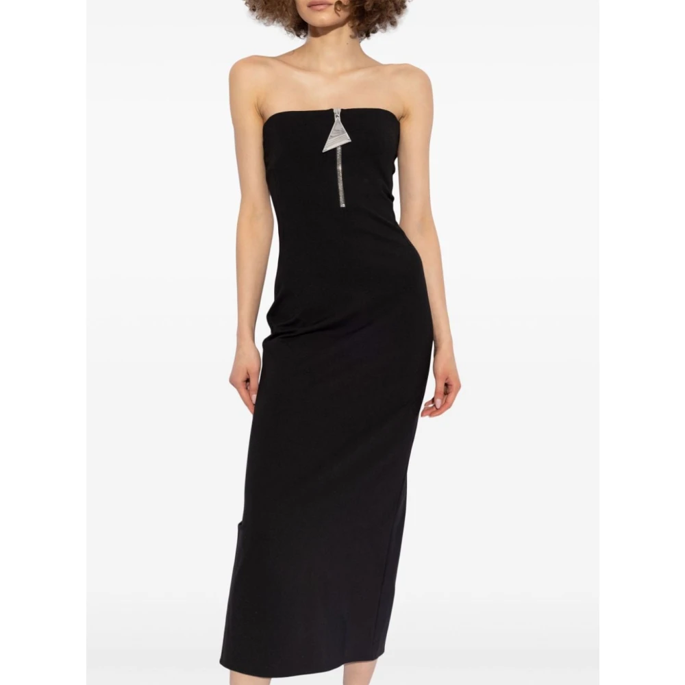 The Attico Compact Technisch Zwart Midi Jurk Black Dames