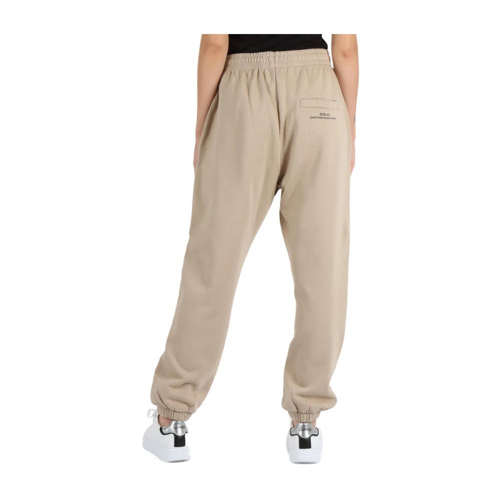 Replay Sportieve katoenen sweatpants met elastische taille Beige Dames