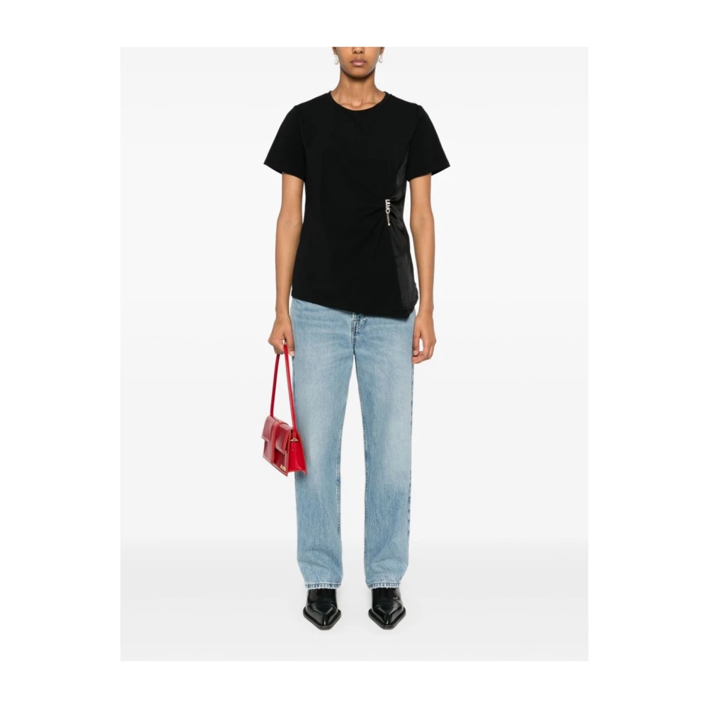 Liu Jo Zwart Jersey Crew Neck T-shirt Black Dames