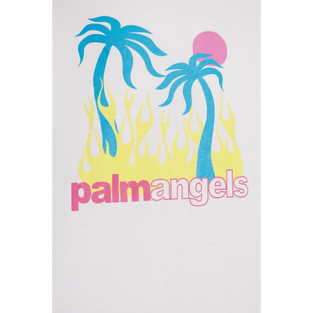 Palm Angels T-shirt met print White Heren