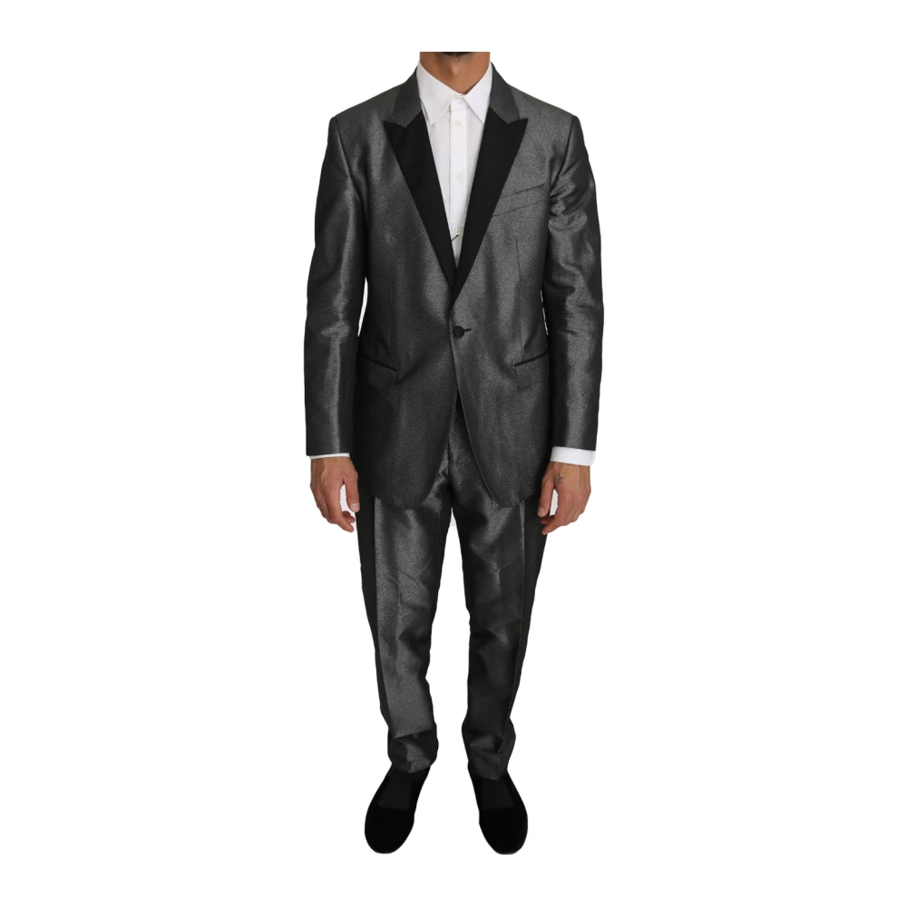 Dolce & Gabbana Men's Gray Elegant Patterned Martini Suit - Single Breasted Suits - 2XL - Suits