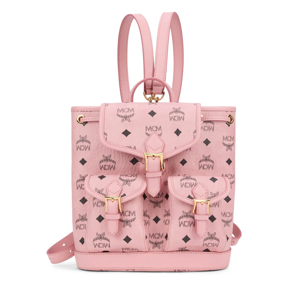 Mcm , Backpacks, Female, Pink, One Size, Stark Backpack With Monogram And Chain Detail - Image 3