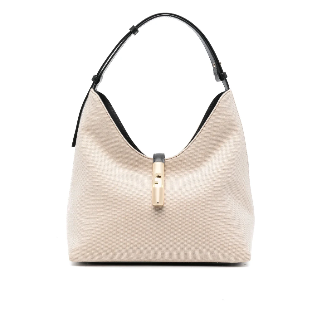 Furla Zwarte Natuurlijke Hobo Tas Beige Dames