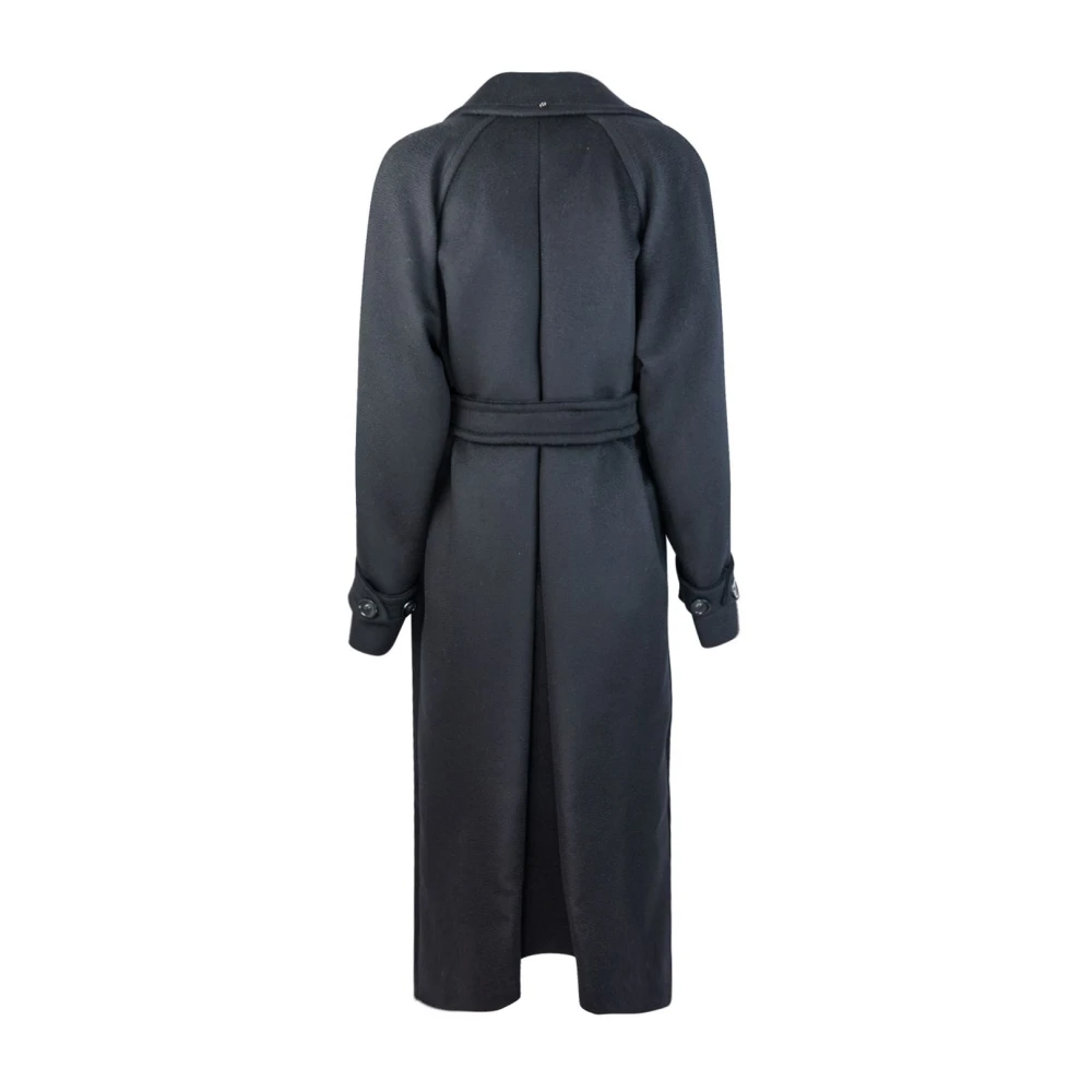 SPORTMAX Zwarte Wol Double-Breasted Jas Black Dames