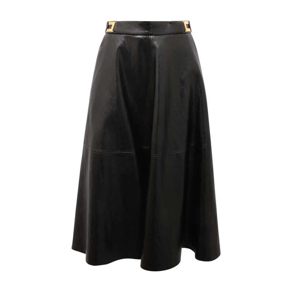 Elisabetta Franchi Women's Black Go-136-56E2 Ecopelle Craquelé Skirt