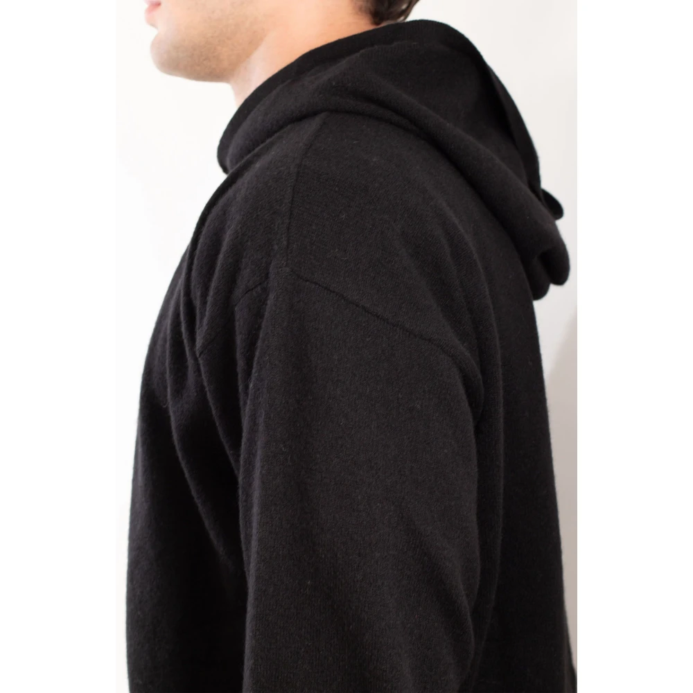 Seven Gauge Capuchon Cashmere Sweater Black Heren
